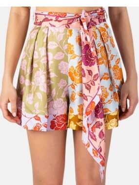 Zimmermann Lovestruck Silk Pink and Magenta Floral Silk Shorts